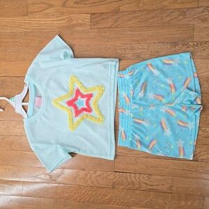 DOTS & DREAMS BRAND GIRL'S BLUE "STARS" SHORT SLEEVES SLEEP SHIRT & SHORTS XS
